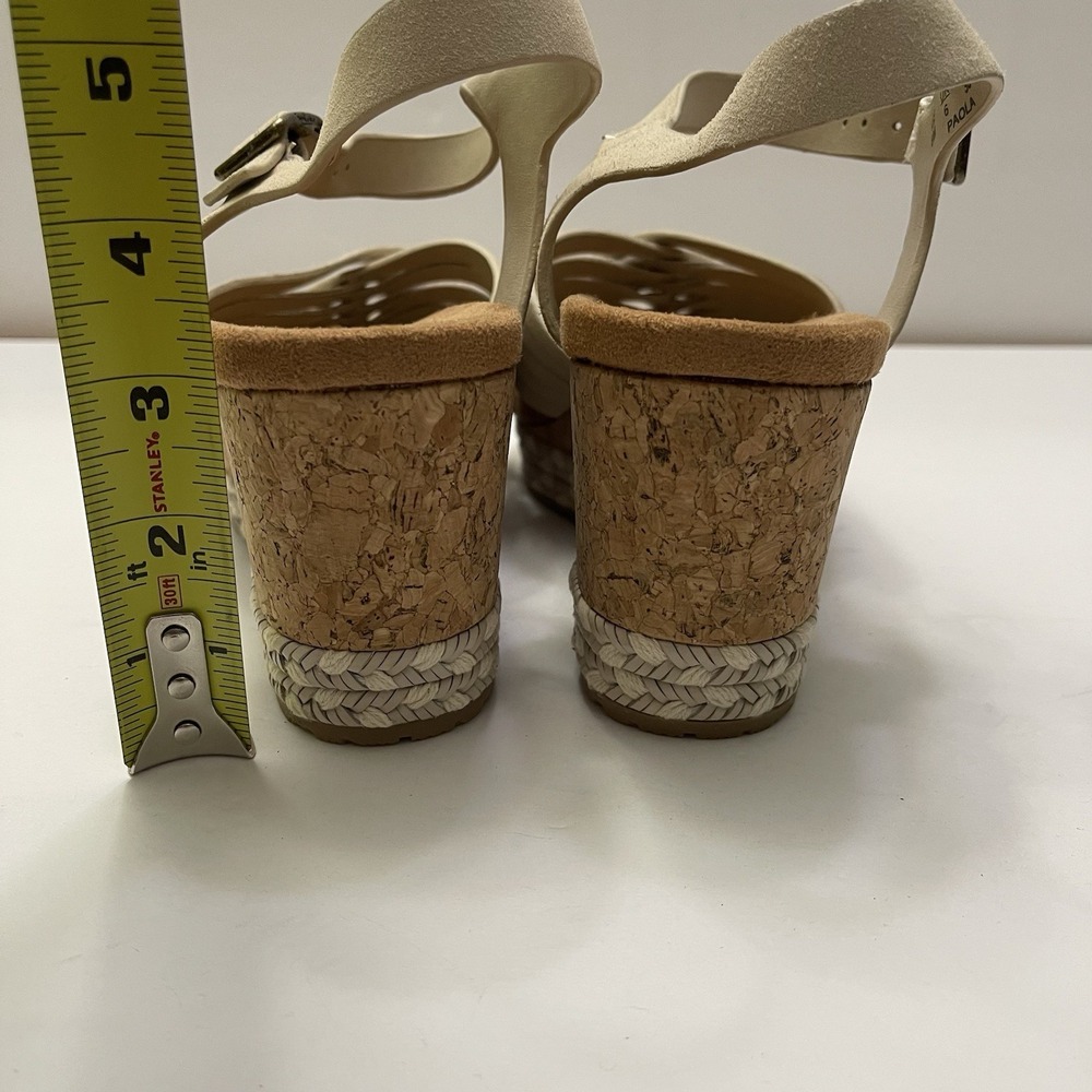 ZODIAC‎ Paola Beige Birch Platform Cork  Wedge Leather Sandals Womens 8M - Picture 5 of 12